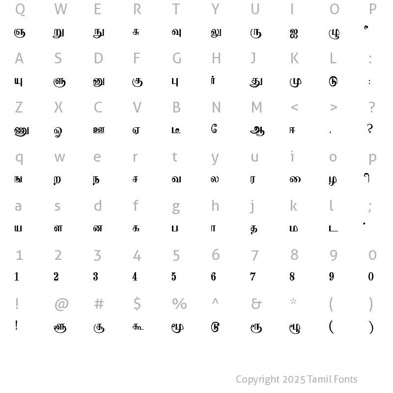 Character Map of Adaanaa Regular